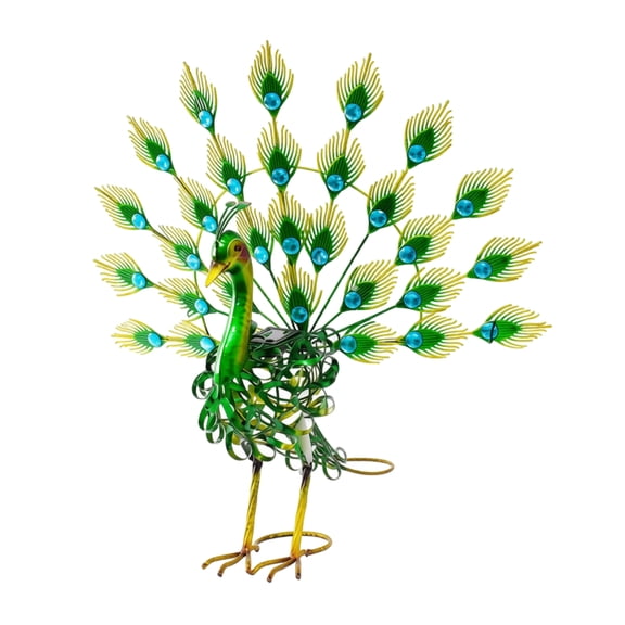 23.6inch Iron Peacock Sculpture, Metal Garden Landscape Statue, Handcrafted Outdoor Yard Art Ornament for Courtyard Lawn Decoration