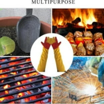 23.6inch Leather Welding Gloves for Men and Women, Heat-Resistant Fireproof Work Gloves, Long Sleeve BBQ, Oven, Gardening, Fireplace, and Industrial Hand Protection