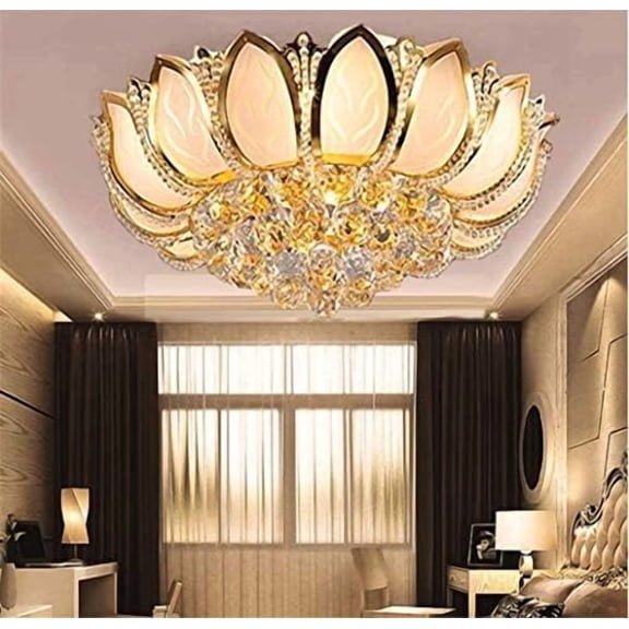 23.6inch Lotus LED Crystal Ceiling Lighting Chandelier with Remote,Luxury Flush Mount Ceiling Light Pendant Lamp Fixture for Livingroom Bedroom$$Tools & Hardware Other