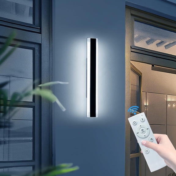 23.6inch Modern Outdoor Light Fixture, 3000K-6000K Dimmable Wall Sconce, IP65 Waterproof Linear Exterior LED Lights with Remote Control, Long Strip Garage Lighting Outside for Porch, Patio, Yard