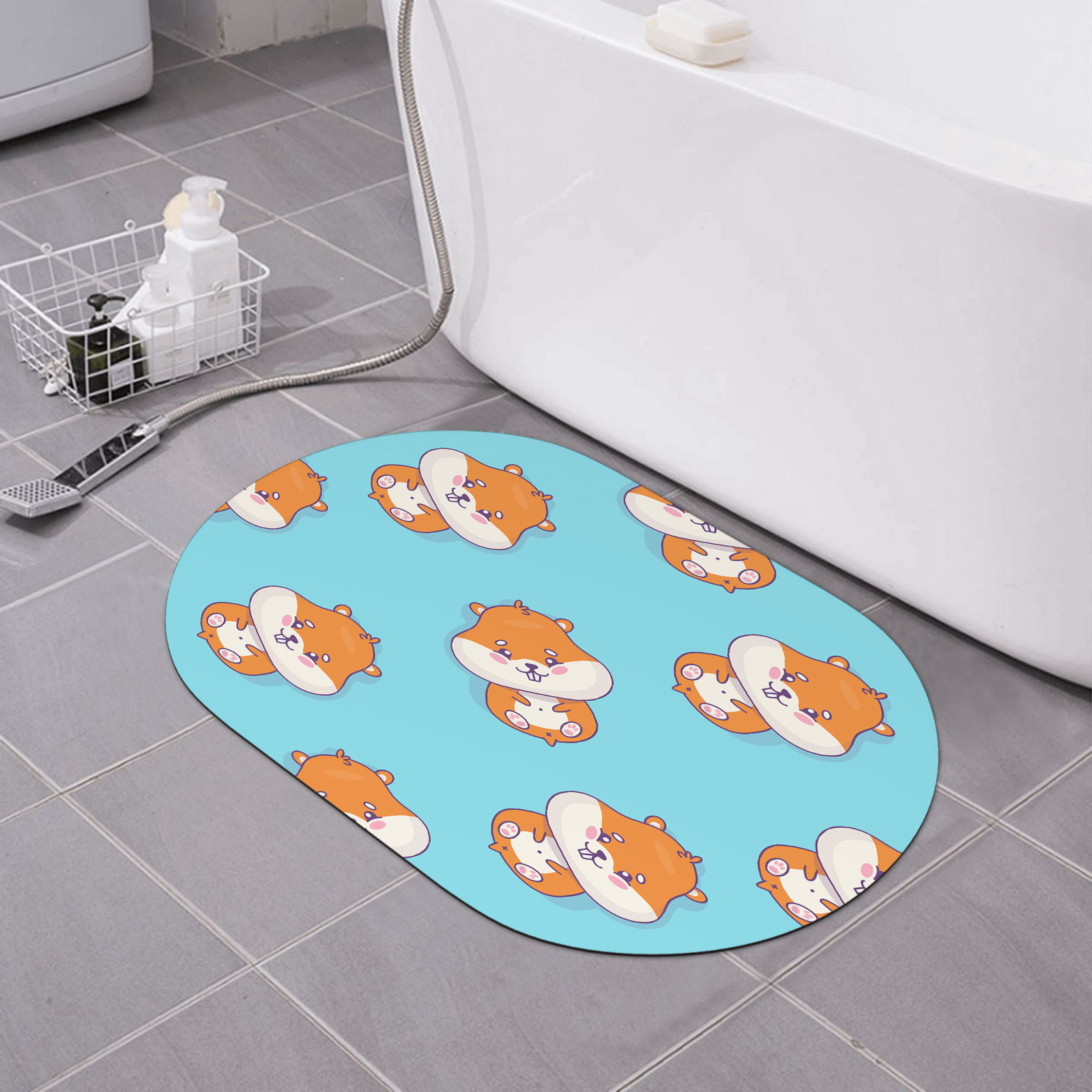 23.6x15.7 in Diatomaceous Earth Bath Rugs Cute Hamster Lying On His