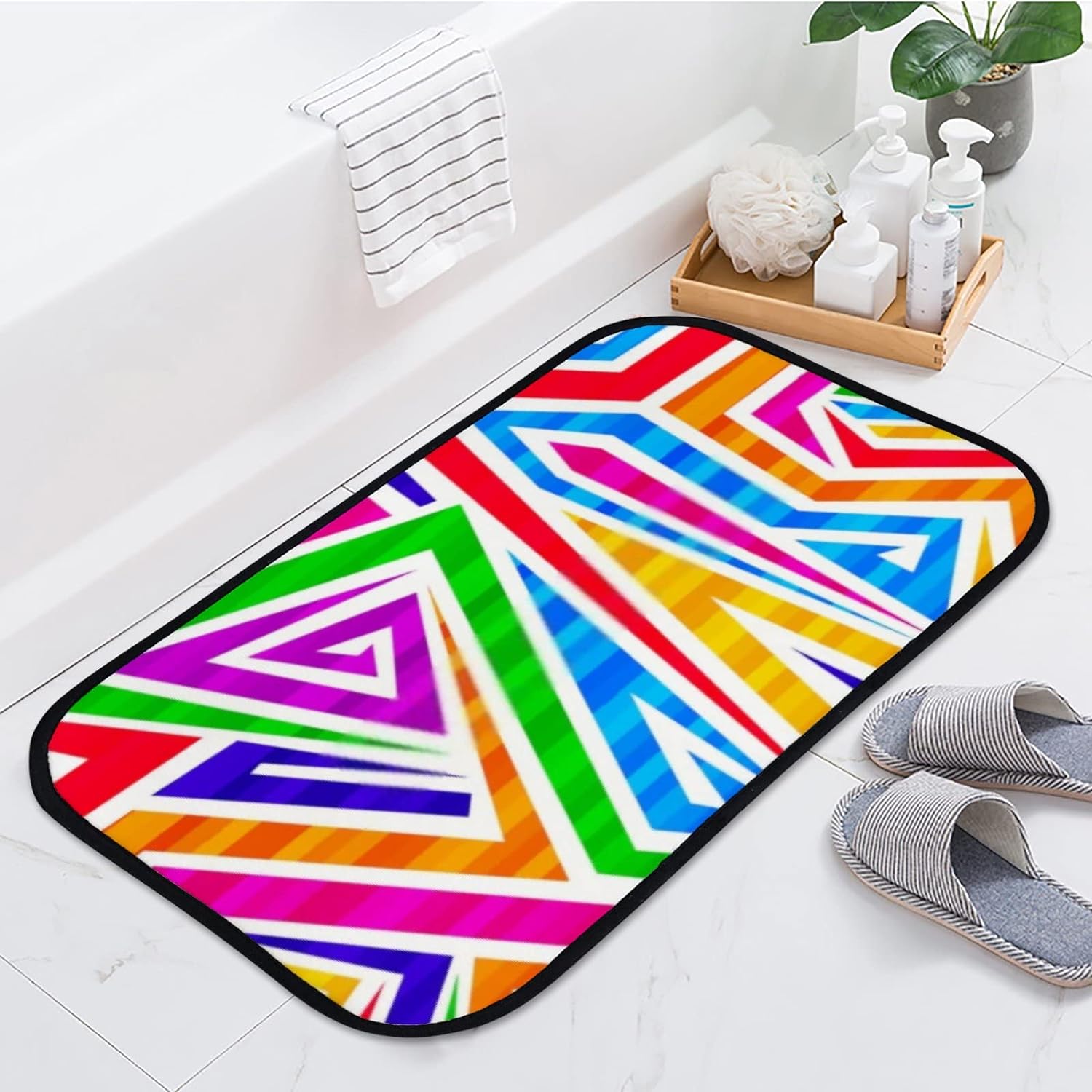 23.6x15.7 In Bath Rug Area Mat Tub Rugs Floor Bathroom Abstract