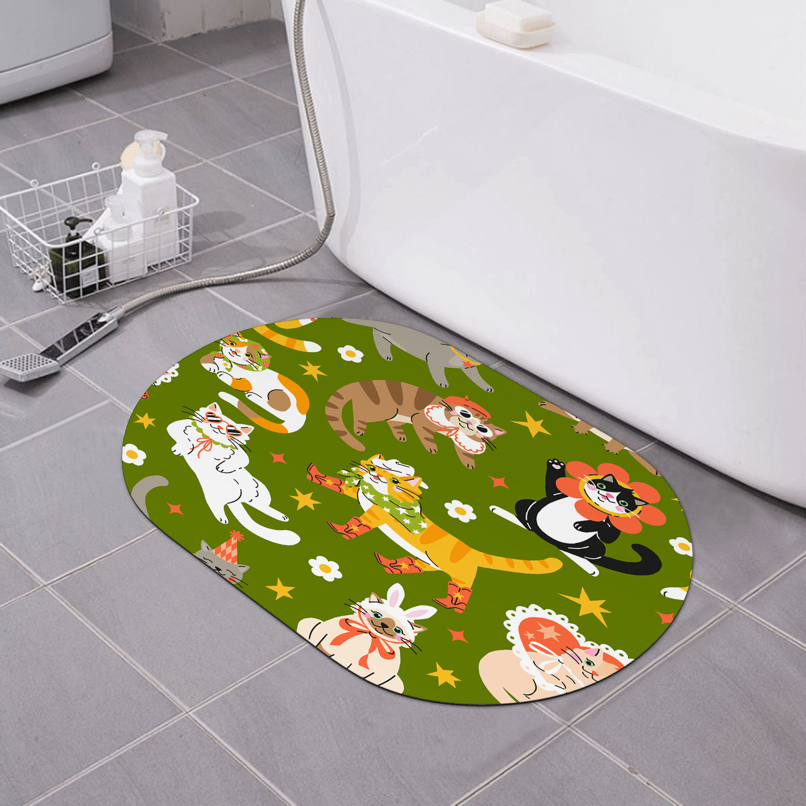 23.6x15.7 in Diatomaceous Earth Bath Rugs Cute Fat Cats Super Absorbent