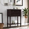 thumbnail image 1 of 23.7'' Accent Narrow Console Table with 3 Storage Drawers & Bottom Shelf, Modern Slim Sofa Table with Solid Wood Frame, Rectangular Porch Table for Living Room, Entryway, Small Space, Espresso, 1 of 8