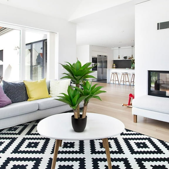 23.7" Artificial Agave Plants + 3 Faux Potted Maguey Plants in Black Pots, Great for Home, Indoor/Outdoor Farmhouse, Office & Table Decor