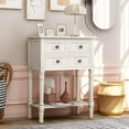 thumbnail image 1 of 23.7" Classic Console Table with Drawers for Entryway, Small Entry Table with Bottom Shelf, Rustic Sofa Table for Living Room, Dining Room, Hallway, Ivory White, 1 of 7