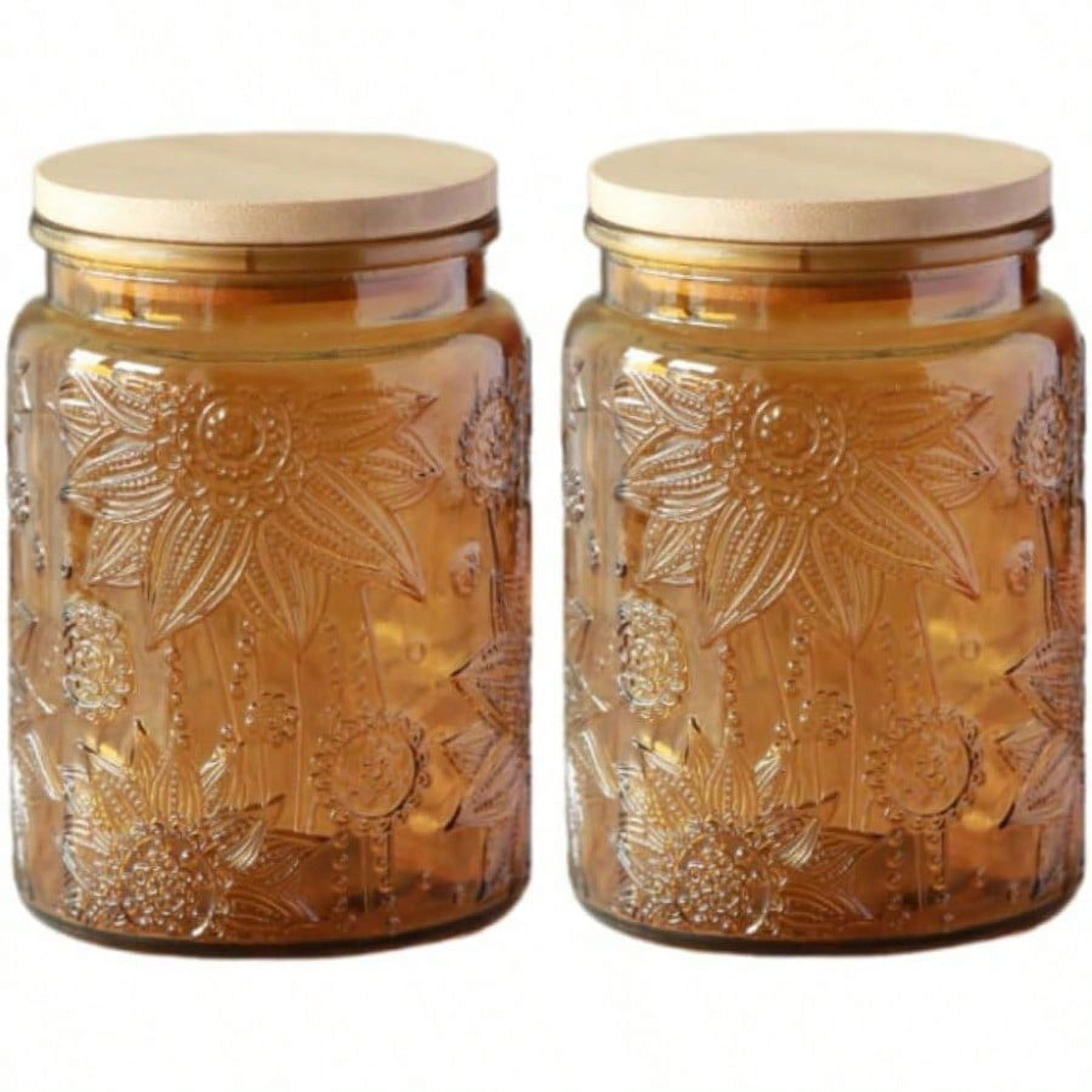 23.7 FL OZ Blue Glass Jars, 2 Pack Vintage Glass Kitchen Storage Counter Jar, Candy Jars With ...