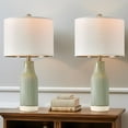 23.75" Modern Green Ceramic Table Lamp Set of 2 for Living Room ...