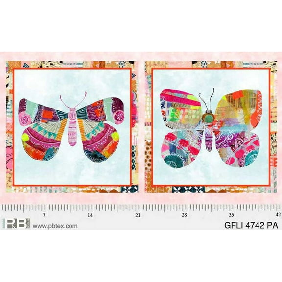 23.75" X 44" Panel Butterflies Butterfly Insects Bugs Garden Flight by Eulalia Mejia Pink Cotton Fabric Panel (GFLI-4742-PA)