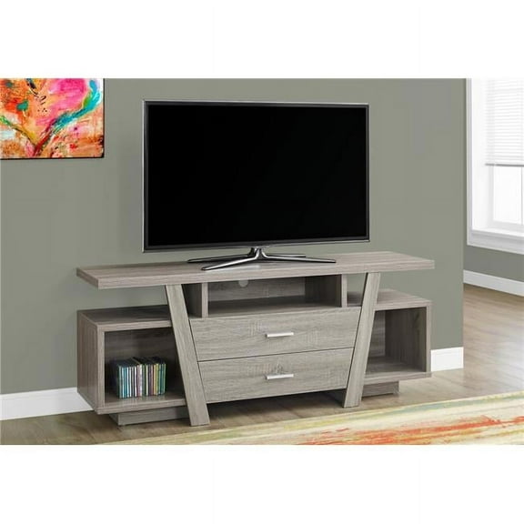23.75 in. Dark Taupe Particle Board, Hollow Core & MDF TV Stand with 2 Drawers