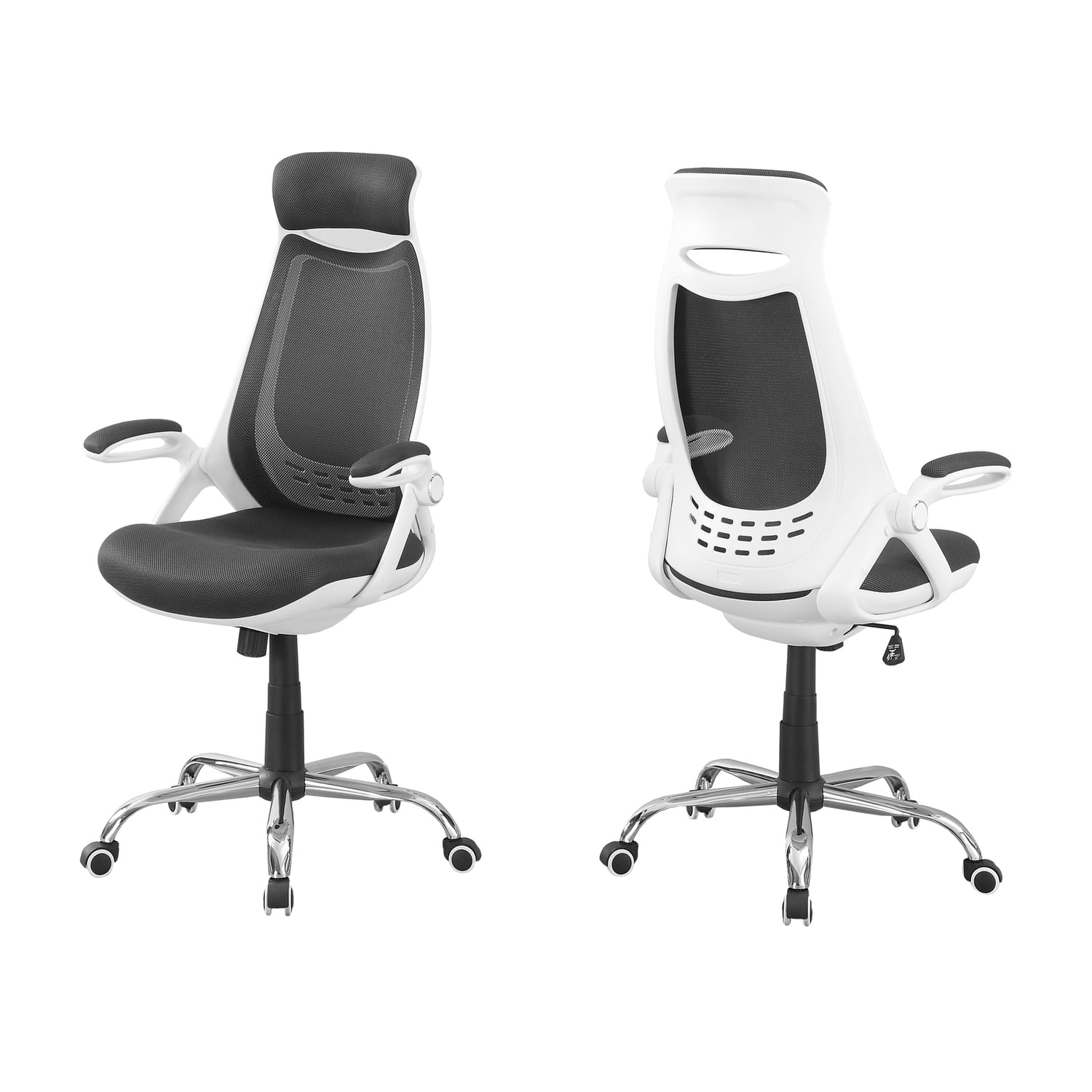 23.75" x 28" x 93.75" White Grey Foam  Office Chair With A High Back