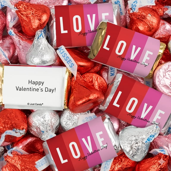 23.75lb Valentines Day Love Blocks Chocolate Mix - Wrapped Miniatures & Milk Chocolate Kisses