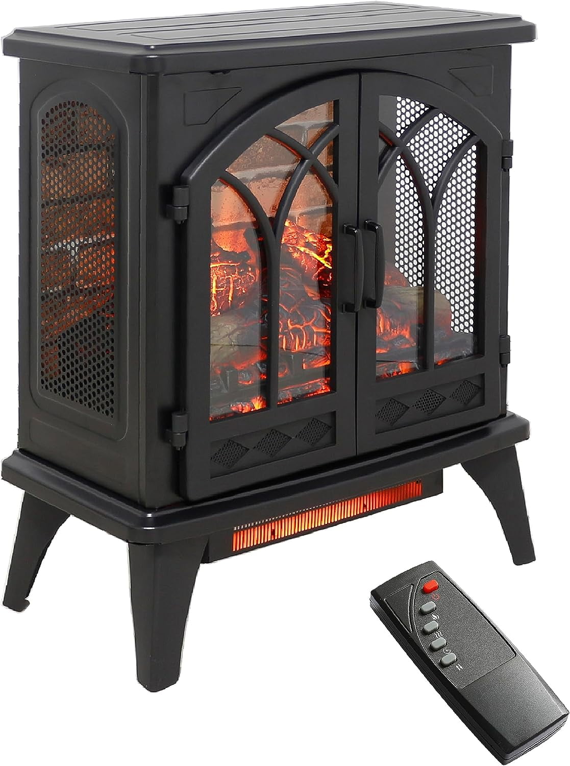 23.7Inch 3D Infrared Electric Stove Heater, Free-Standing Infrared ...