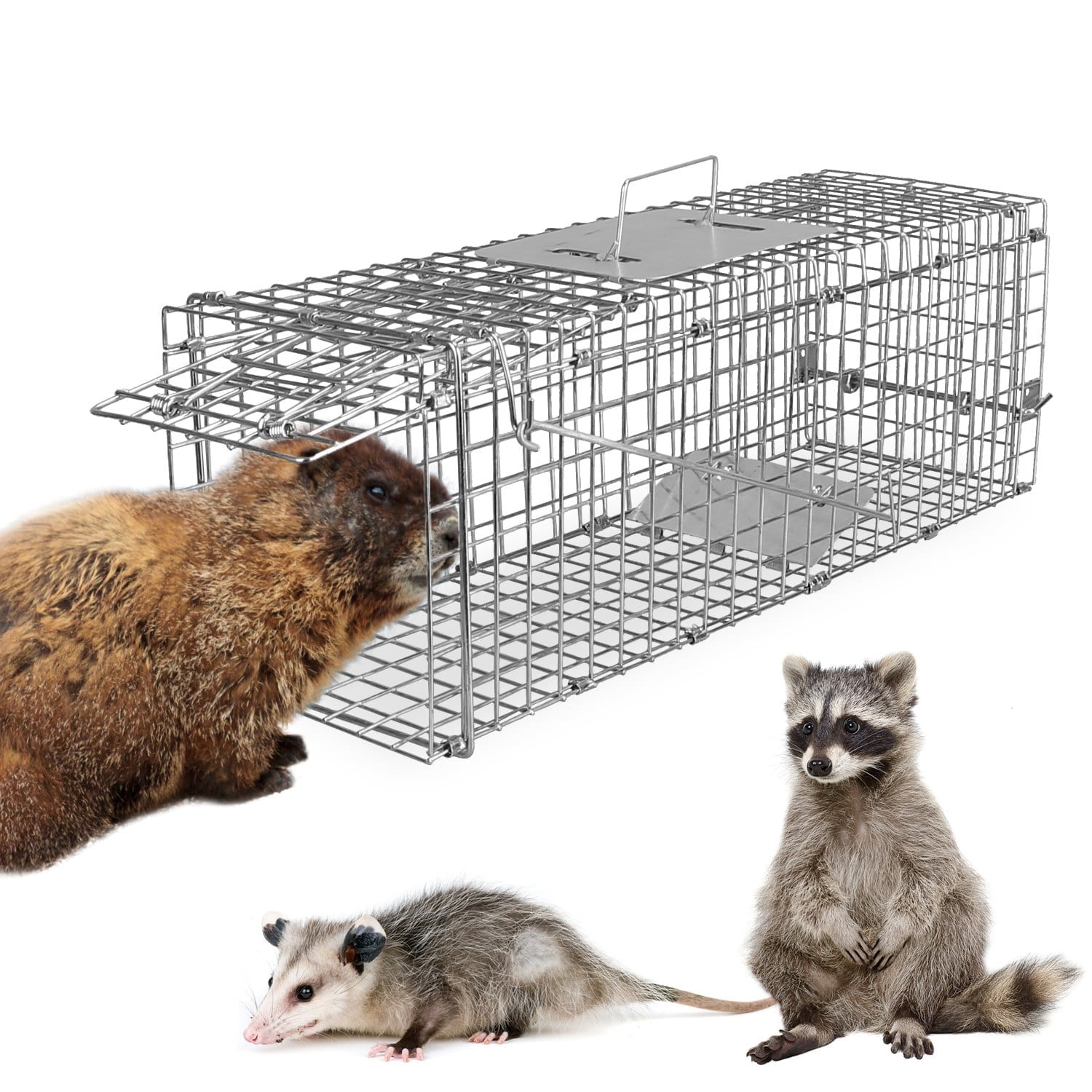 23x7in Humane Cat Trap Cage iMounTEK Collapsible Galvanized Wire Catch