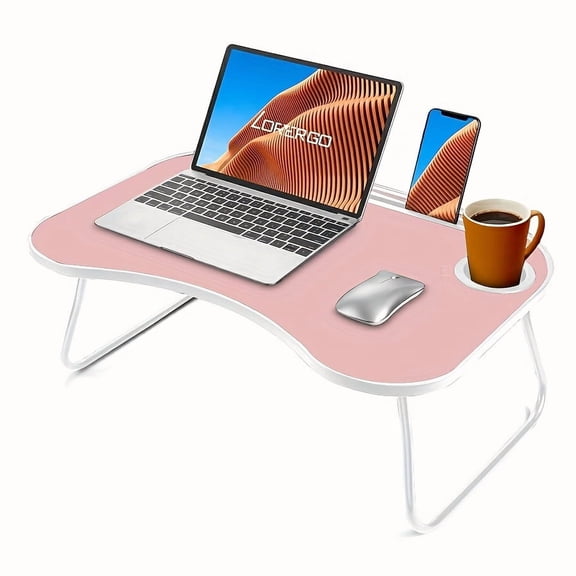 23.8" Foldable Laptop Bed Table, Portable Lap Desk & Breakfast Tray, Notebook Stand Reading Holder for Bed, Couch, Sofa & Floor Use