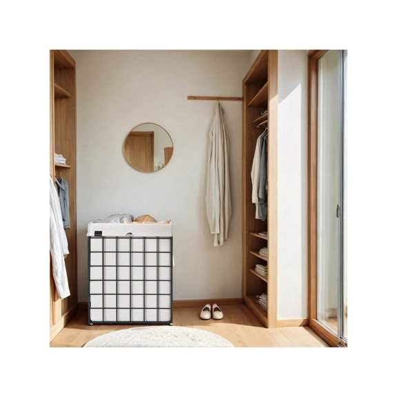 23.8 Gal. (90L) Laundry Basket, Collapsible Clothes Hamper, Removable And Washable Liner, Metal Wire Frame, For Bedroom Bathroom