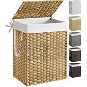 23.8 Gal (90L) Laundry Hamper Laundry Basket with Lid and Handles Wicker hamper Foldable Removable Liner Bag Natural
