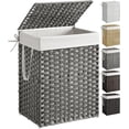 thumbnail image 1 of 23.8 Gal (90L) White Laundry Hamper Wicker Laundry Basket with Lid and Handles Clothes Hamper Foldable Removable Liner Bag Gray, 1 of 7