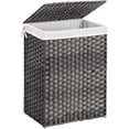 thumbnail image 1 of 23.8 Gal (90L) White Laundry Hamper Wicker Laundry Basket with Lid and Handles Clothes Hamper Foldable Removable Liner Bag Gray, 1 of 11