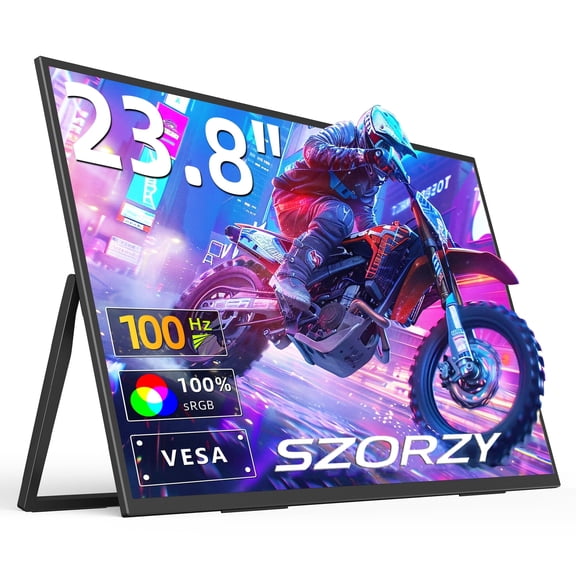23.8" Portable Monitor,Large Second Laptop Screen Extender 1080P 100Hz,USB C/HDMI Second Display with Speakers for Windows/Mac/Android/IOS/PS4/Switch/Xbox
