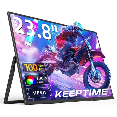 23.8" Portable Monitor, 1080P 100Hz VESA Large Laptop Screen, USB C/HDMI Second Display with Speakers, Laptop Screen Extender for Windows/Mac/Android/IOS/PS4/Switch/Xbox