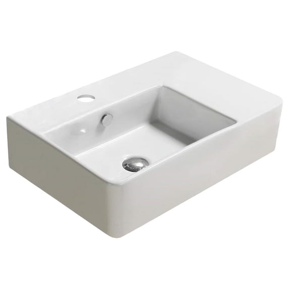 American Imaginations AI-28167 23.8 in. Rectangle Wall Mount White Vessel for 1 Hole Left Drilling