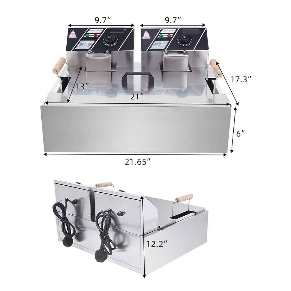 23.8Qt Electric Deep Fryer, 22.5L Stainless Steel Commercial Fryer with