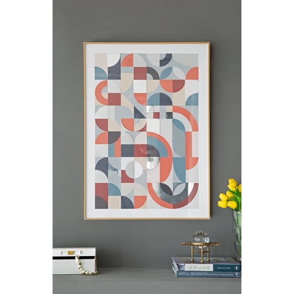 23.8x33.6x1.6" Framed Mirror Art,Home Decor for Living Room Kitchen Foyer Office