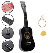 23" Acoustic Guitar Pick Strings Beginner Guitar Starter Kit with Strings & Pick for Kids Adult, Black