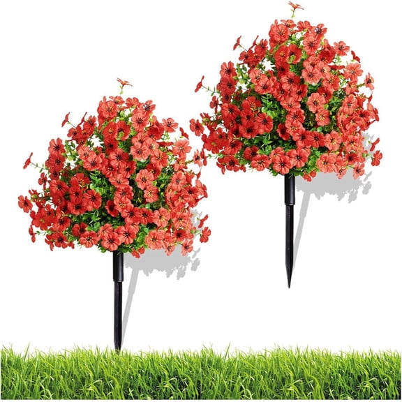 23" Artificial Topiary Ball Trees with Flowers & Ground Spikes  Set of 2, 48 Branches, 144 UV-Resistant Outdoor Flowers, Realistic Yellow Floral Spheres for Garden, Patio, Yard Decor