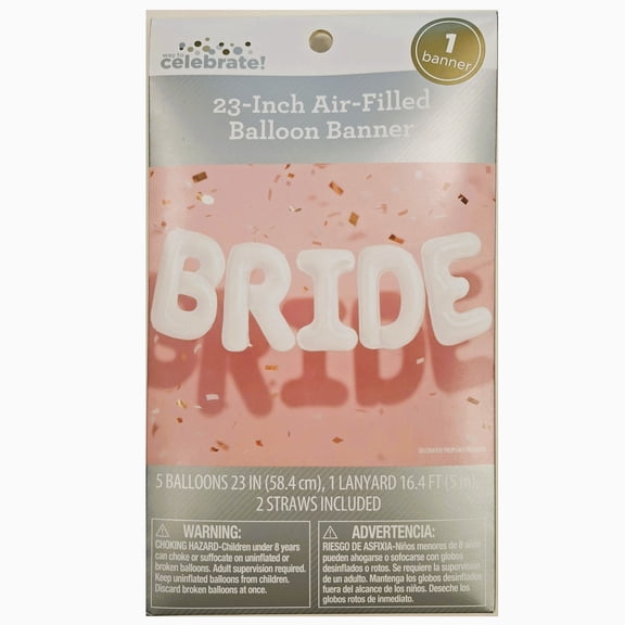 23IN "BRIDE" Balloon Banner, White, Wedding Decoration by Way to Celebrate