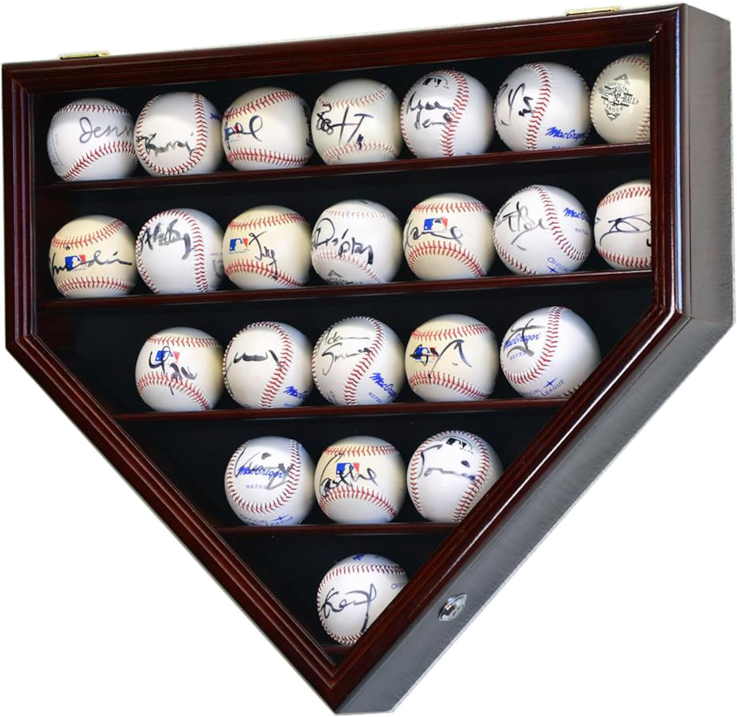 23 Base Display Case Home Plate Shaped (Cherry)