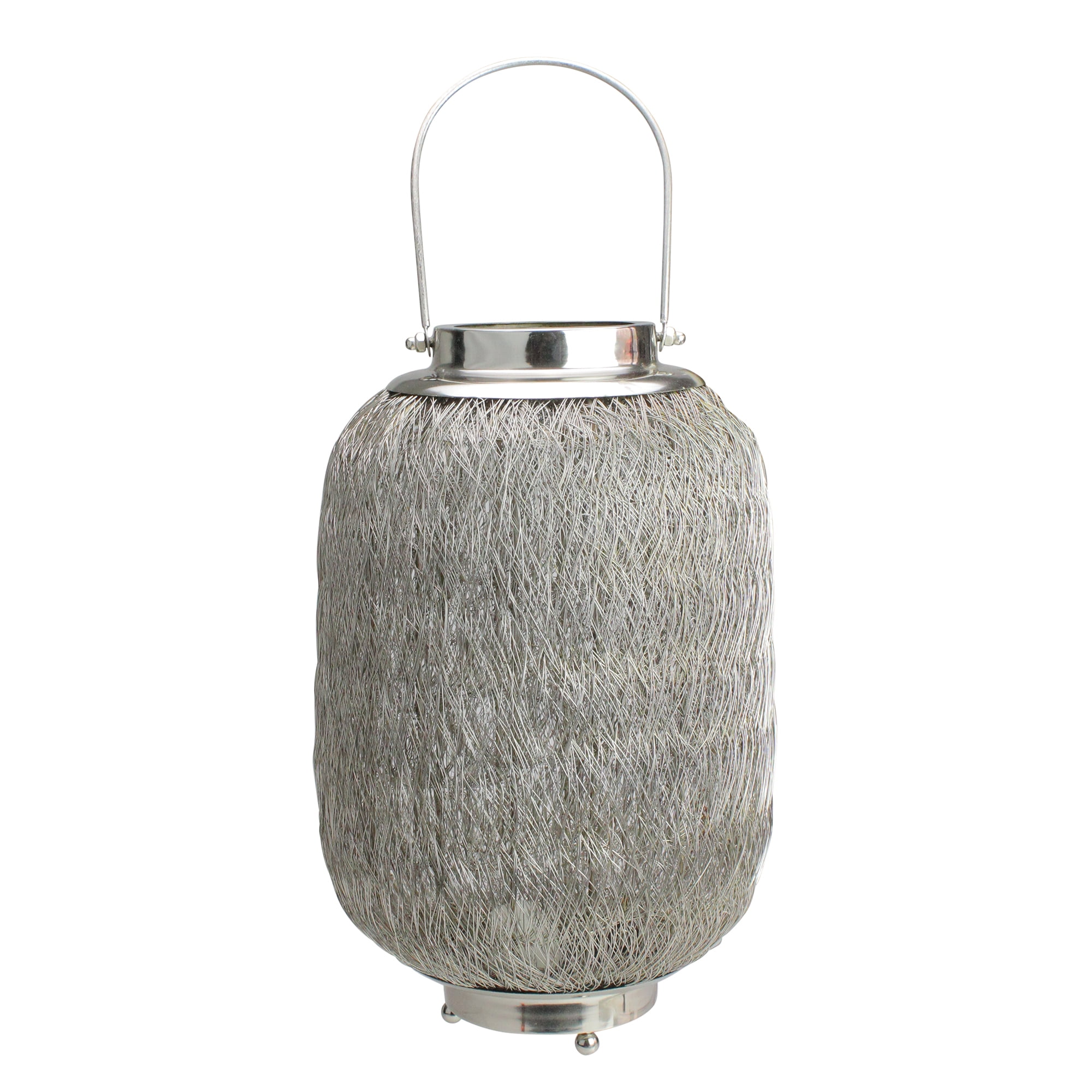 23" Beach Day Contemporary Chic Large Wire Woven Hurricane Pillar Candle Holder