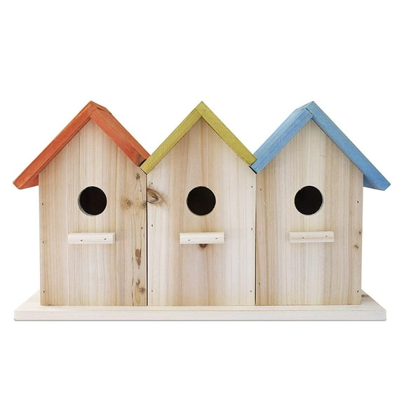 23 Bees 3 Hole Bird House for Outside/Indoors/Hanging, Kits for Children & Adults, Decorative Birdhouse & Home Decoration, Outdoors Feeder for Birds, Bluebirds, Wrens & Chickadees, All Weather