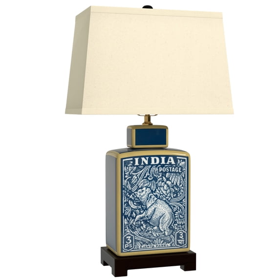 23" Blue Indian Elephant Table Lamp