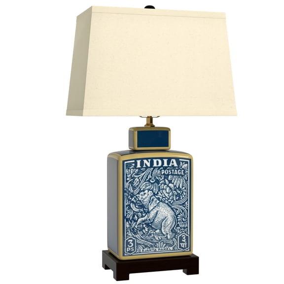 23" Blue Indian Elephant Table Lamp
