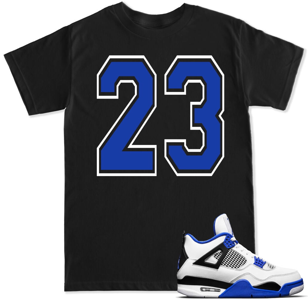 Gildan 23 Blue Motorsport T Shirt to Match with Air Jordan 4 Retro 4 Motorsport Shoes Adult Unisex Size 2XL Black