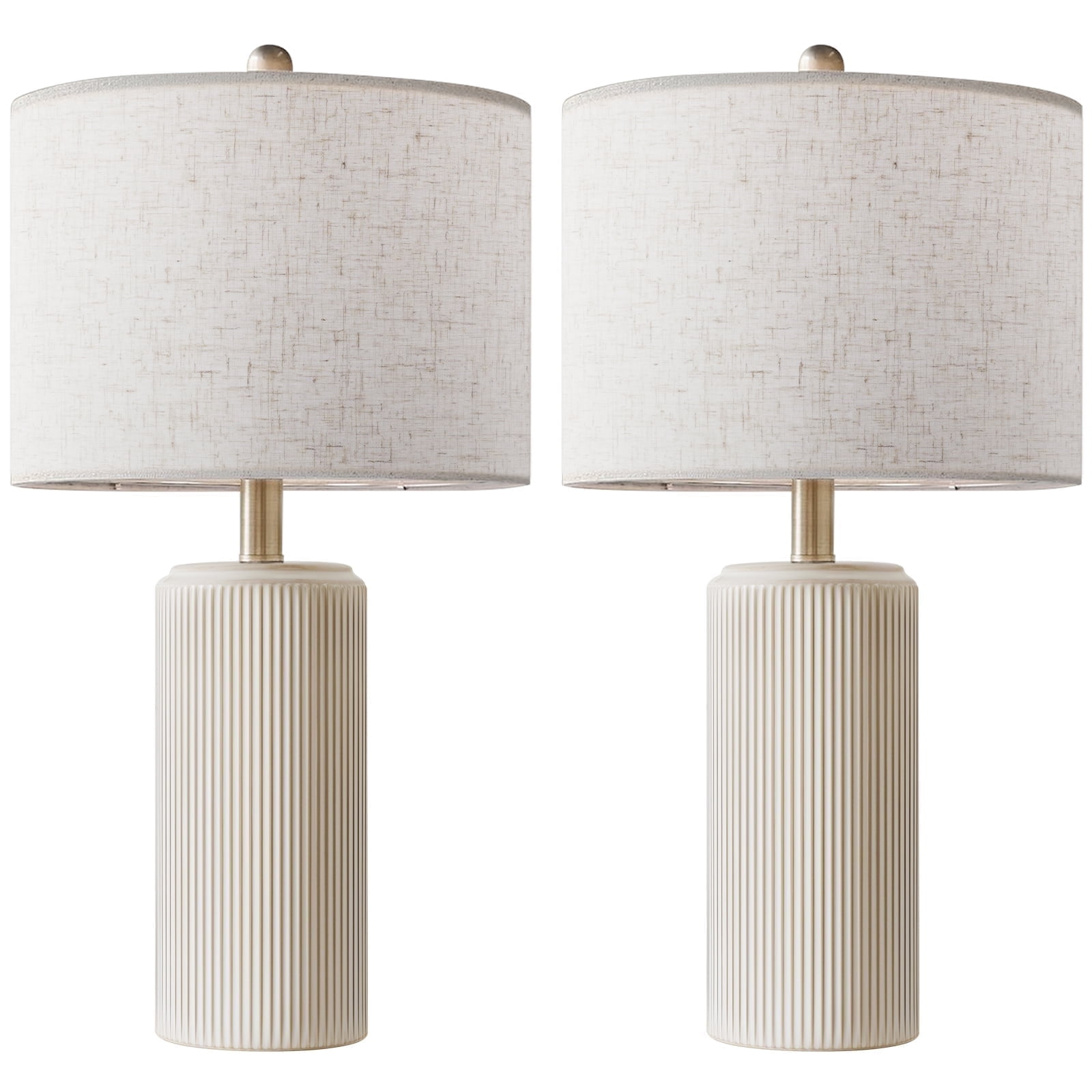23" Ceramic Table Lamp Set of 2, 3-Level Dimmable Farmhouse Bedside Lamps for Bedroom, Nightstand Lamps for Living Room, LED Bulb Included
