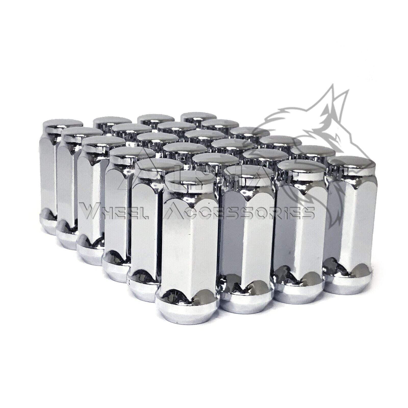 20-Piece 1/2" Bulge Acorn Spline Lug Nut Kit With Socket & Valve Stems | Chrome, 5-Lug Application