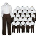 thumbnail image 1 of 23 Color 3pc Set Bow Tie Boy Baby Toddler Kid Formal Suit Shirt Brown Pants S-7, 1 of 2