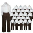 thumbnail image 1 of 23 Color 3pc Set Bow Tie Boy Baby Toddler Kid Formal Suit Shirt Brown Pants S-7, 1 of 2
