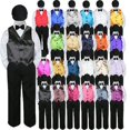 thumbnail image 1 of 23 Color Choice 5pc Vest Bow Tie Boys Suit Black Hat Baby Toddler Kid Formal S-7, 1 of 5