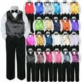 thumbnail image 1 of 23 Color Vest Black Bow Tie Pants Boy Baby Toddler Formal Tuxedo Suit 4pc sz S-7, 1 of 2