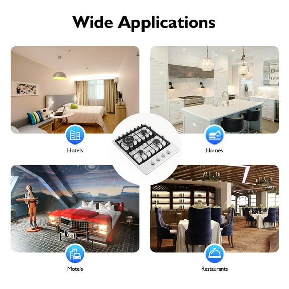 23" Cooktop 4 Burners Built-in Stove Top Stainless Steel Gas Cooktop Kitchen for Homes, Hotels and Restaurants