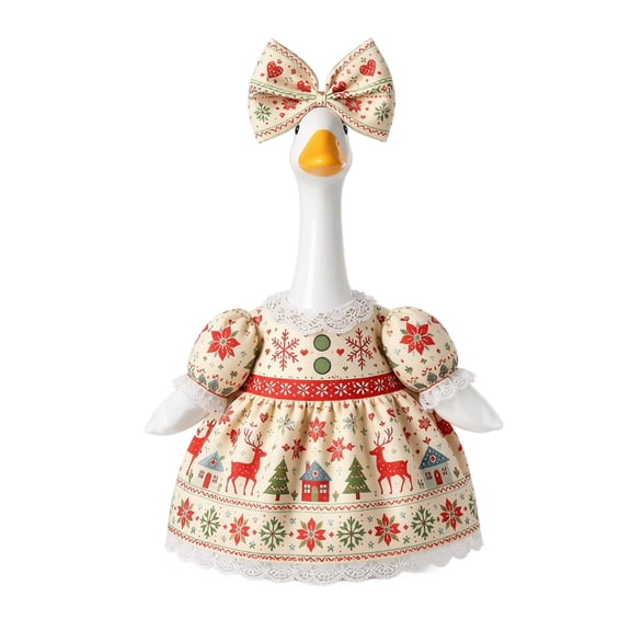 23" Durable Holiday Lawn Goose Dress, Santa Workshop Xmas Theme Outfit with Elastic Fixed Band for Windy Outdoor Yard Patio