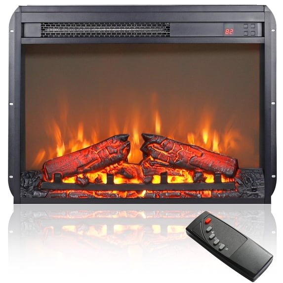 23" Electric Fireplace Insert, Freestanding Recessed Fireplace Heater without Remote Control, 8 H Timer, 11 Temperature Settings, 4 Brightness Settings, 1400W Heater, Fireplace Heater for Indoor Use