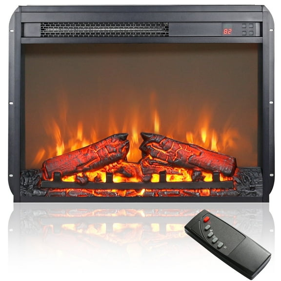 23" Electric Fireplace Insert, Freestanding Recessed Fireplace Heater without Remote Control, 8 H Timer, 11 Temperature Settings, 4 Brightness Settings, 1400W Heater, Fireplace Heater for Indoor Use