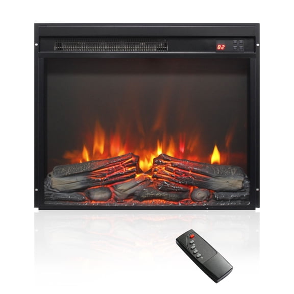 23" Electric Fireplace Insert, Recessed and Wall Mounted Fireplace Heater with Remote/8h Timer, Adjustable 4 Flame Brightness, Overheating Protection, 5000BTU