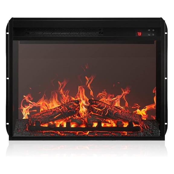 23" Electric Fireplace Insert w/Fire Crackling Sound, Recessed Fireplace Heater with Control, Indoor Fireplace Heater with Adjustable Brightness, Timer, Automatic Temperature Control
