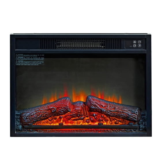 23" Electric Fireplace Insert with Remote Control, 3D Realistic Flames & Adjustable Heat, 1400W Infrared Heater for Indoor Use, Black